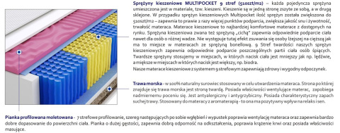 Materac Praga Molet Trawa Multipocket 60x125 cm