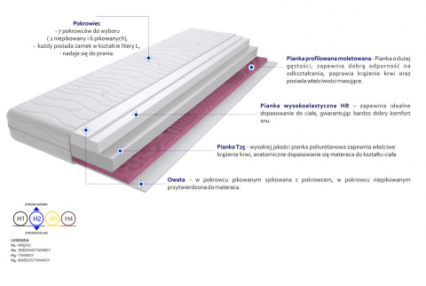 Materac Nola Molet 70x195 cm Materac Nola Molet 70x195 cm
